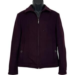 Ted Baker Men's Burgundy Wool Harrington Jacket Men's Size S